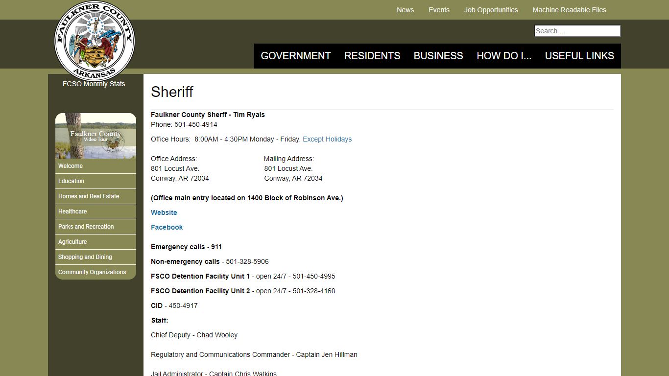 Sheriff - Faulkner County, Arkansas